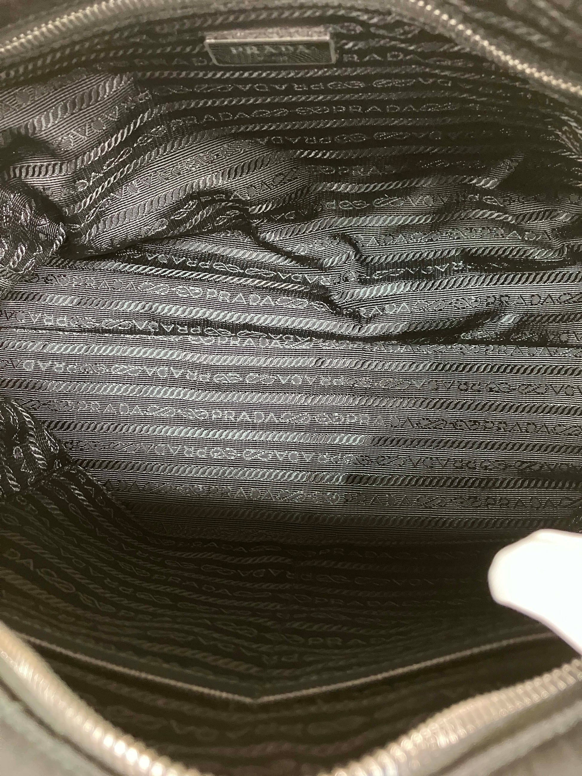 PRADA Saffiano Tessuto Nylon Chain Shoulder Bag Black 861241